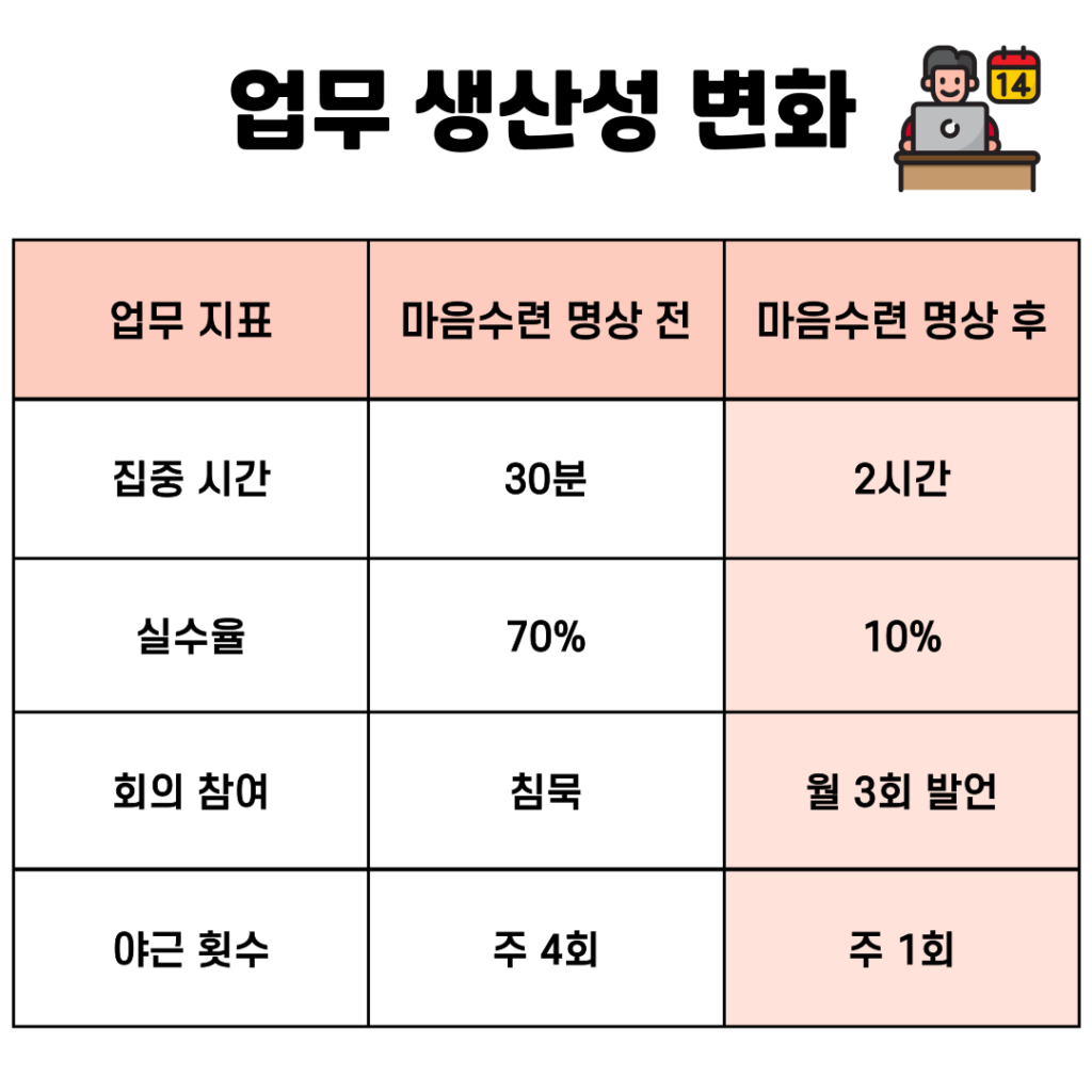 마음수련 후기 _업무생산성 변화